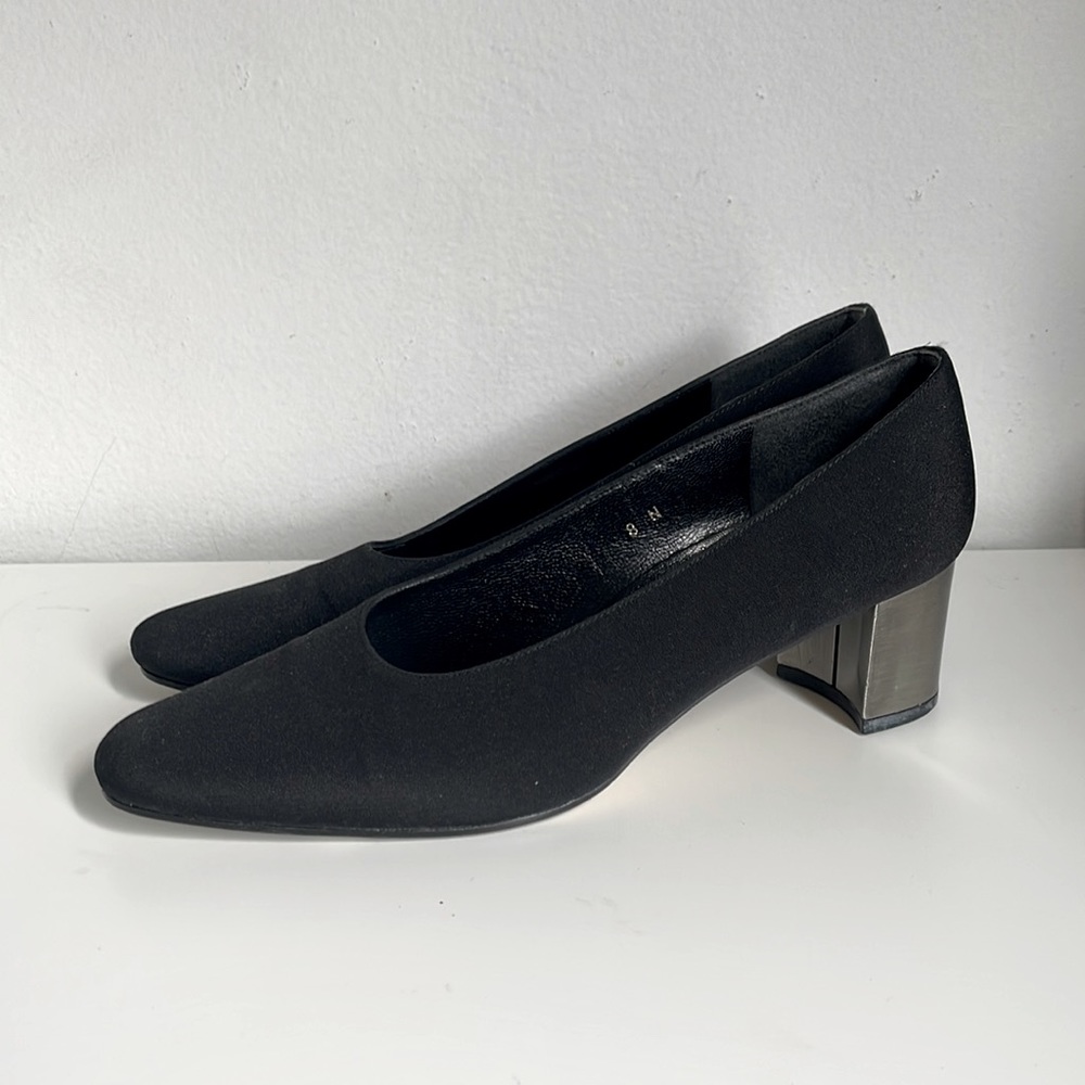 Black Bandolino shoes with silver heel